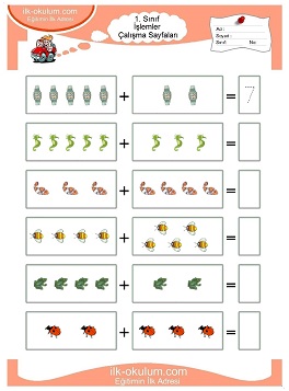 Çocuklar İçin toplam işlemi yaprak testleri 